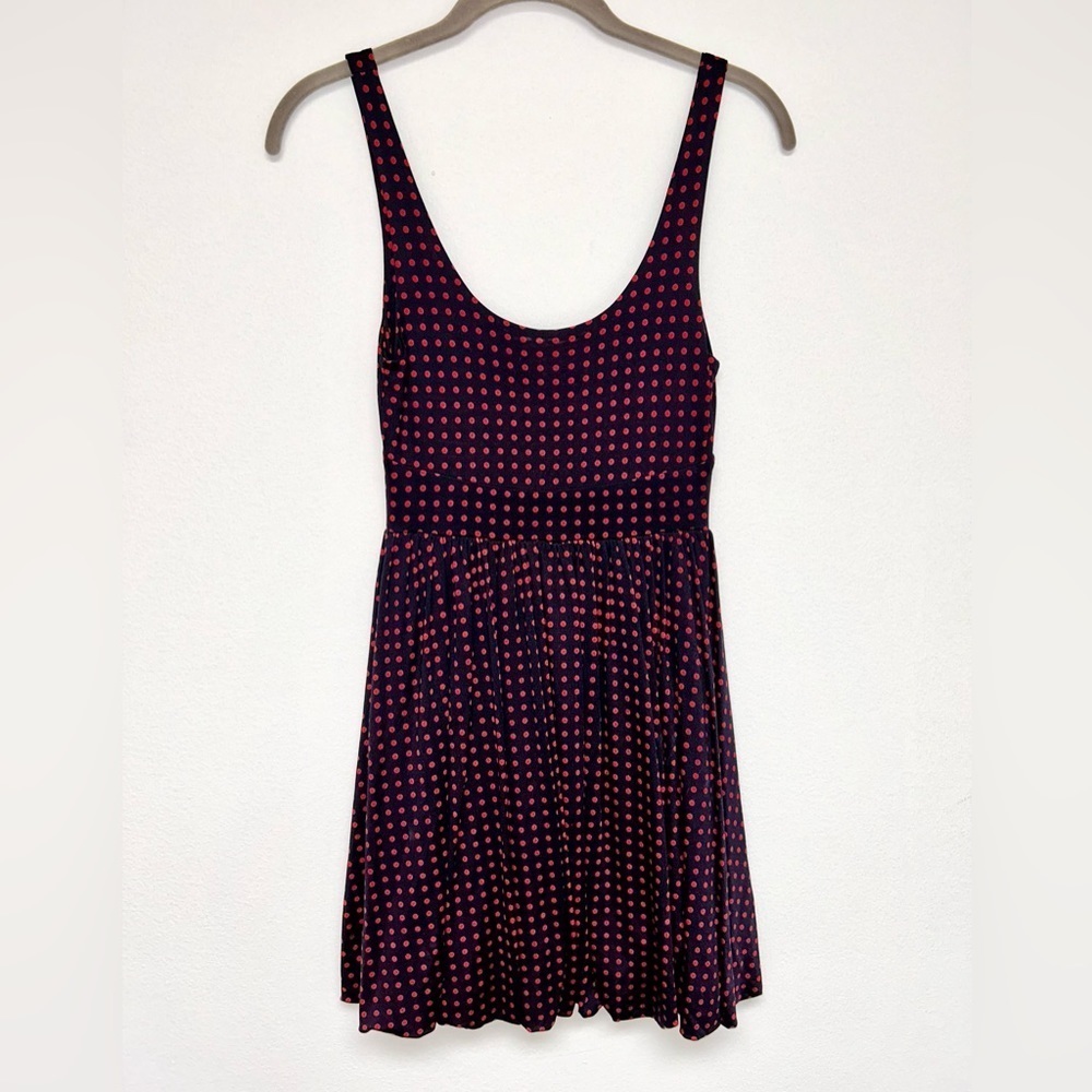 Alice +Olivia Red and Navy Blue Polka Dot Skater Dress Stretchy XS EUC​​